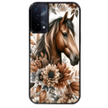 Coque noire taperso pour OPPO A54 et A74 5G avec motif cheval automne protection antichoc personnalisée