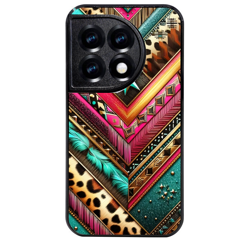 Coque noire taperso pour OnePlus 11 et 12 avec motif chevron texas protection antichoc personnalisée