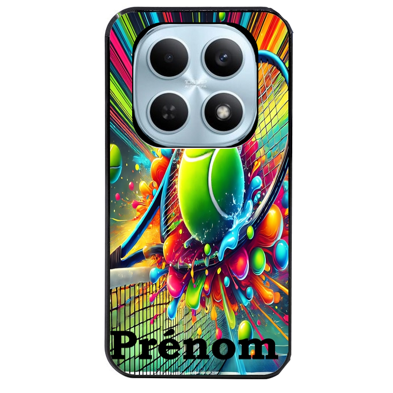 Coque noire taperso pour POCO M8 5G et PRO 5G avec motif tennis color personnalisee protection antichoc personnalisée