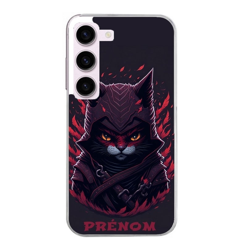 Coque taperso pour Galaxy A13 4G et 5G A23 A53 avec motif chat samourai personnalise protection antichoc personnalisée