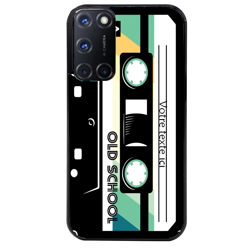 Coque noire taperso pour OPPO A72 4G personnalisable avec motif cassette vintage protection antichoc personnalisée