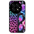 Coque noire taperso pour OnePlus 13 avec motif leopard et fleur protection antichoc personnalisée