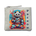 Porte monnaie personnalisé panda katana ivoire en feutrine en feutrine ivoire