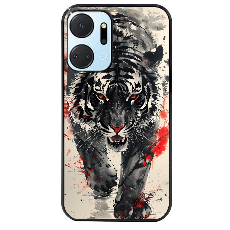 Coque noire taperso pour Honor X7A avec motif tigre japan protection antichoc personnalisée
