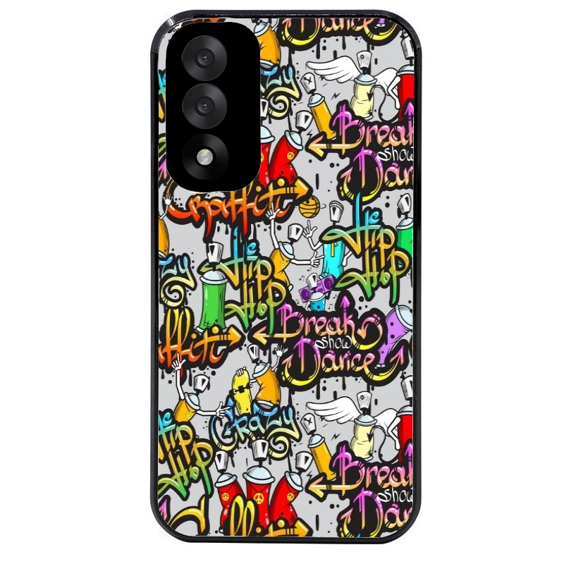 Coque noire taperso pour OnePlus Nord 5 avec motif tag et graffiti protection antichoc personnalisée
