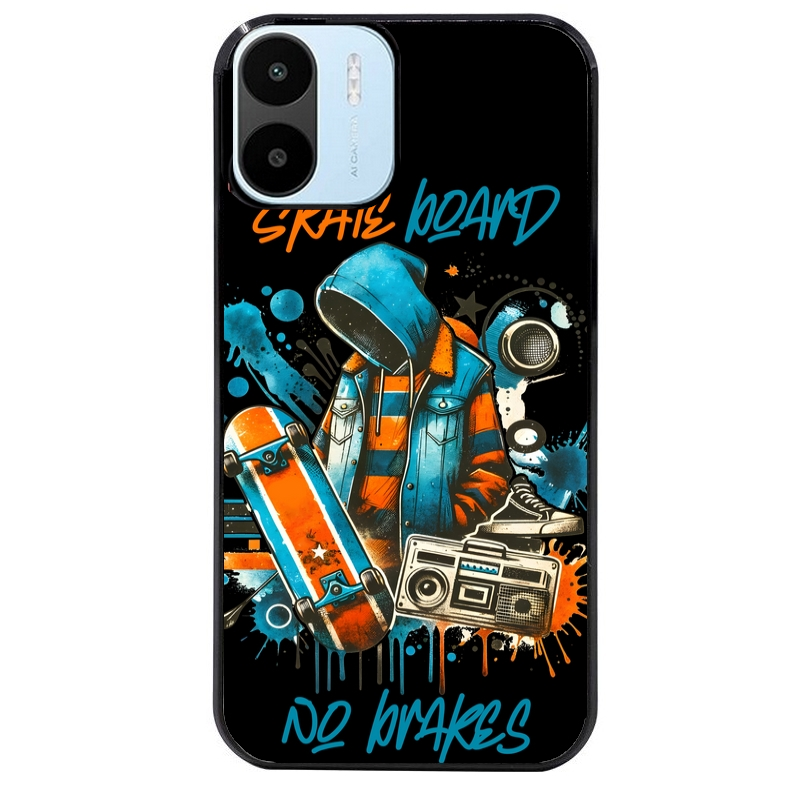 Coque noire taperso pour Redmi A1 et A2 avec motif skate board protection antichoc personnalisée