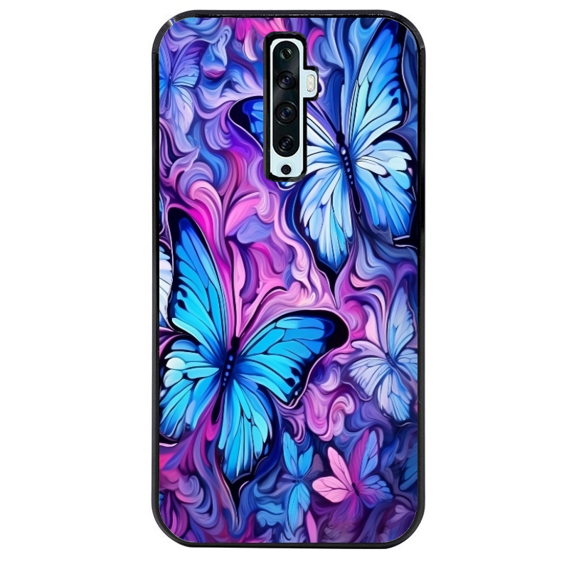 Coque noire taperso pour OPPO Reno 2 et 2Z avec motif papillon violet uv protection antichoc personnalisée