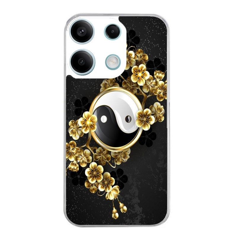 Coque taperso pour POCO M6 PRO 4G avec motif yin yang et fleur protection antichoc personnalisée