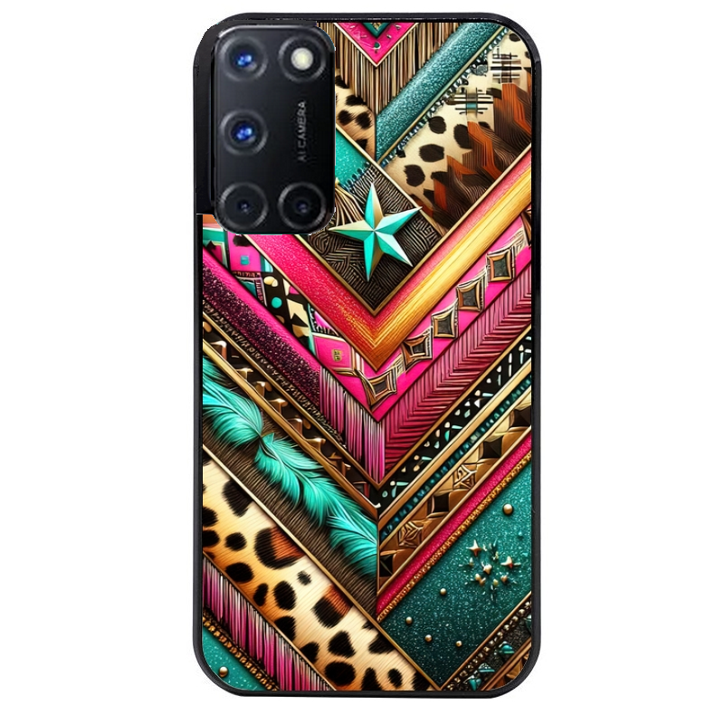 Coque noire taperso pour OPPO Reno 8 LITE avec motif chevron texas protection antichoc personnalisée