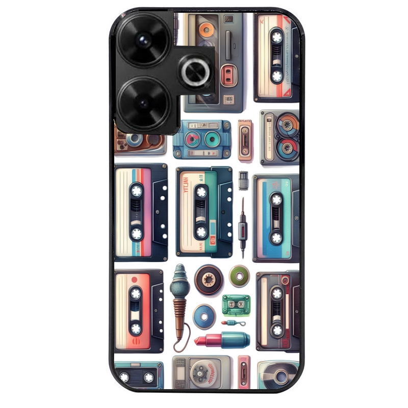 Coque noire taperso pour POCO M6 4G avec motif cassette multi protection antichoc personnalisée
