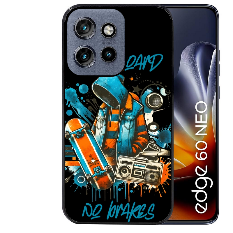 Coque noire taperso pour Moto Edge 60 et Neo Fusion Pro avec motif skate board protection antichoc personnalisée
