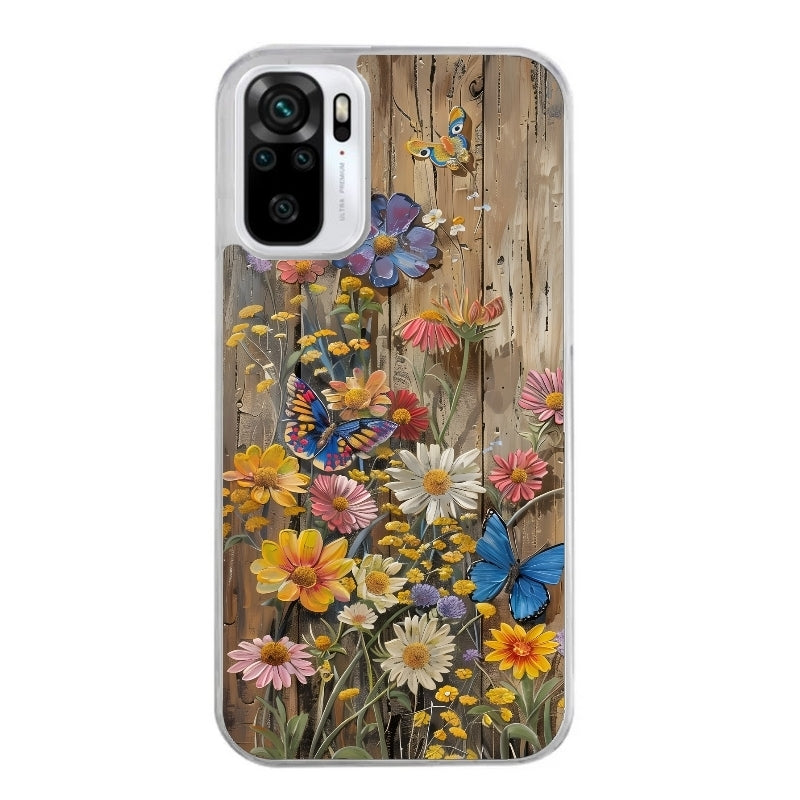 Coque taperso pour Redmi Note 10 4G 5G PRO 10S avec motif bois et papillon 1 protection antichoc personnalisée