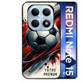Coque noire taperso pour Redmi Note 15 et PRO PLUS 4G 5G avec motif ballon foot avec prenom protection antichoc personnalisée