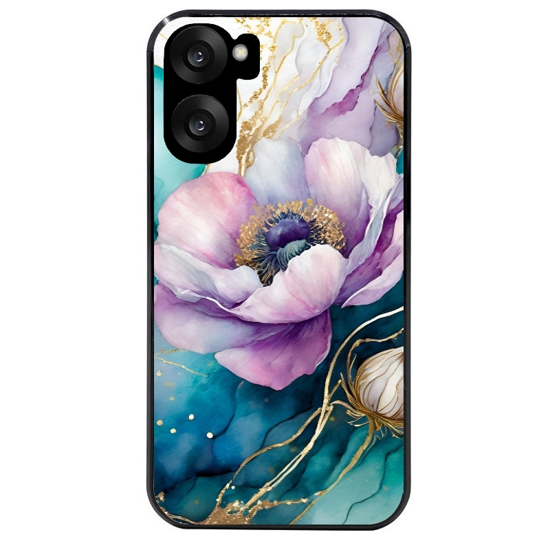 Coque noire taperso pour OnePlus Nord CE5 avec motif marbre fleur protection antichoc personnalisée