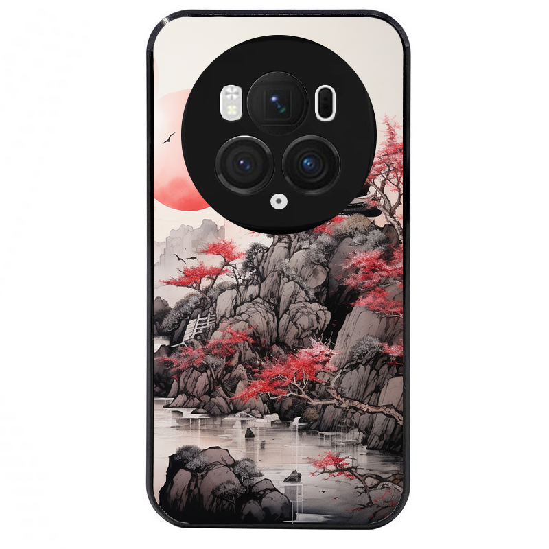 Coque noire taperso pour Magic 5 6 LITE et PRO avec motif japan et temple protection antichoc personnalisée