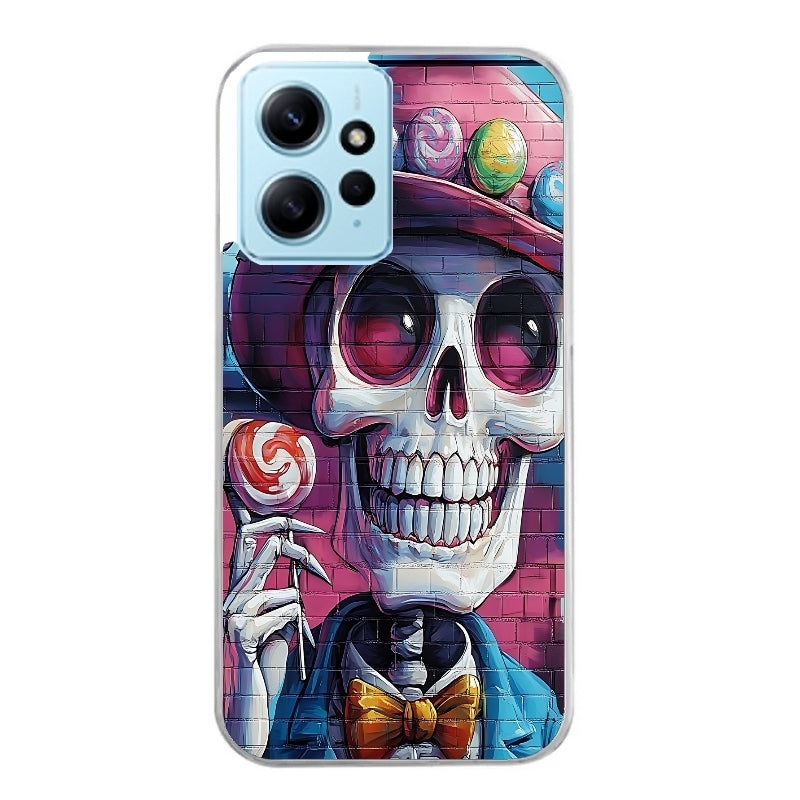 Coque taperso pour Redmi Note 12 4G 5G PRO 4G avec motif tete de mort tag protection antichoc personnalisée