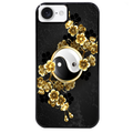 Coque noire taperso pour Iphone 16 16E PLUS MAX PRO avec motif yin yang et fleur protection antichoc personnalisée