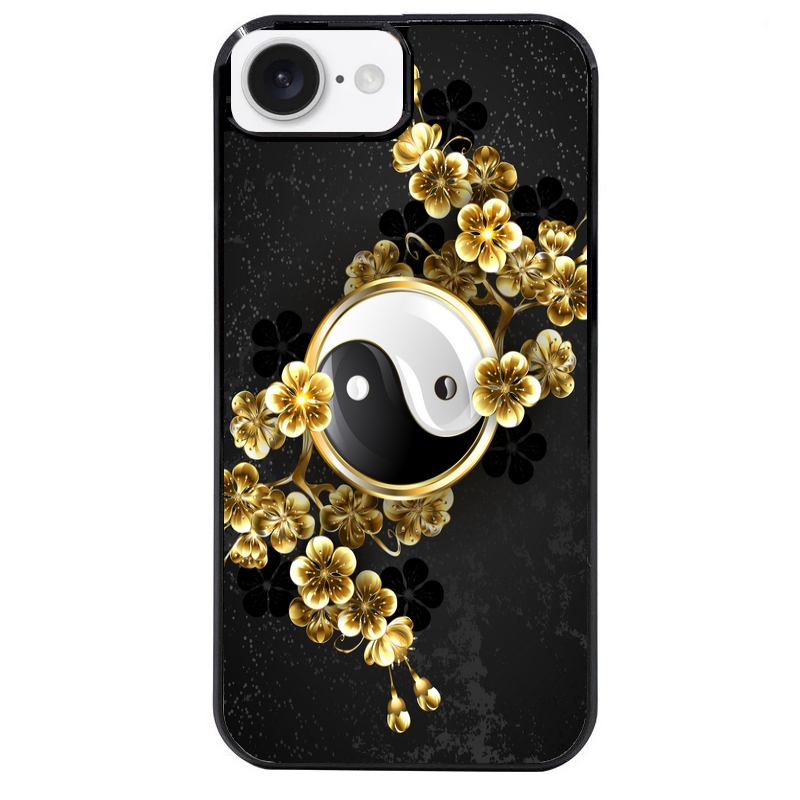 Coque noire taperso pour Iphone 17 17E AIR MAX PRO avec motif yin yang et fleur protection antichoc personnalisée