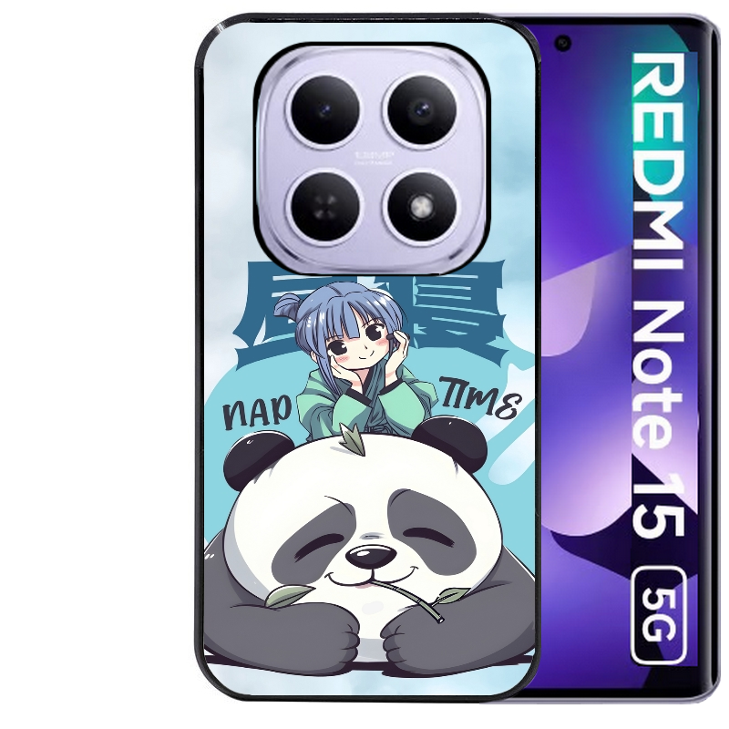 Coque noire taperso pour Redmi Note 15 et PRO PLUS 4G 5G avec motif panda anime protection antichoc personnalisée