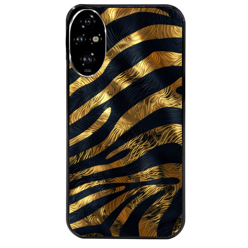 Coque noire taperso pour Honor 200 et Lite Pro Smart avec motif zebre gold protection antichoc personnalisée