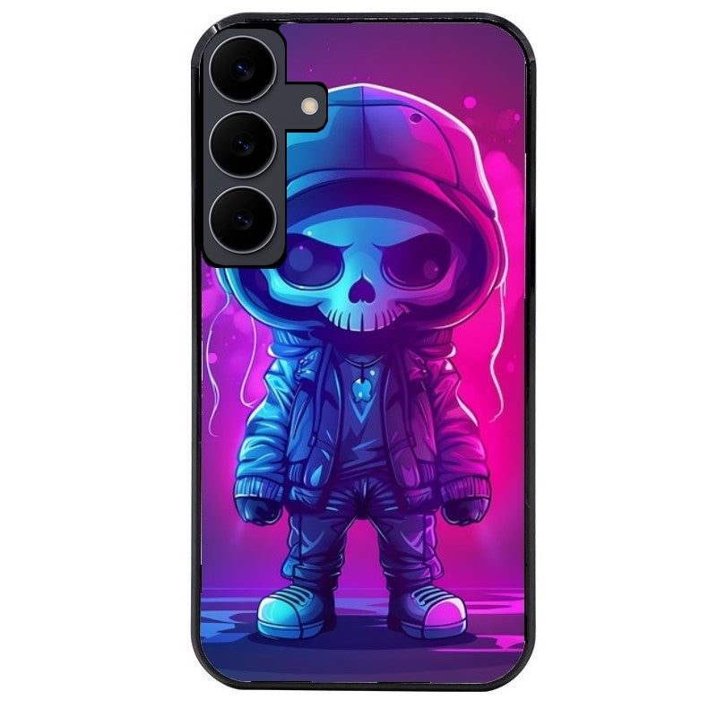 Coque noire taperso pour galaxy A06 A16 A26 A36 A56 avec motif tete de mort skull fluo protection antichoc personnalisée
