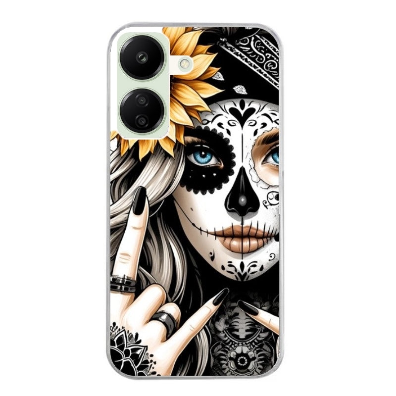 Coque taperso pour POCO C65 4G avec motif tete de mort tatoo protection antichoc personnalisée