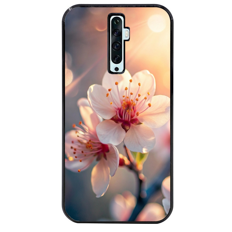 Coque noire taperso pour OPPO Reno 2 et 2Z avec motif fleur de cerisier protection antichoc personnalisée