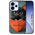 Coque noire taperso pour OPPO Reno 15 et F FS 5G avec motif chat et coeur avec prenom protection antichoc personnalisée