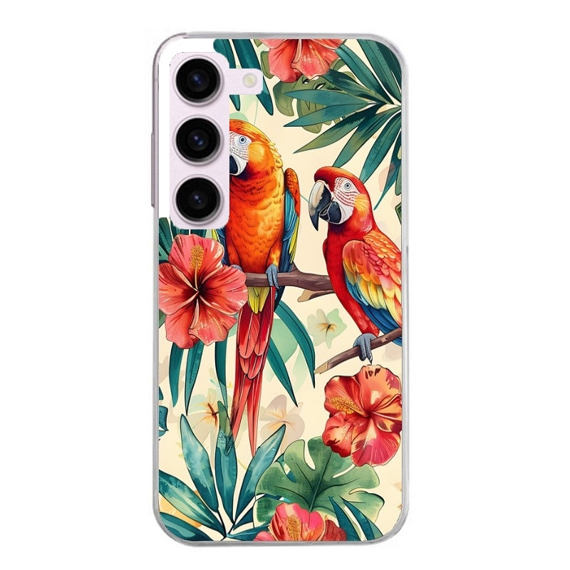 Coque taperso pour Galaxy A13 4G et 5G A23 A53 avec motif perroquet et fleurs protection antichoc personnalisée