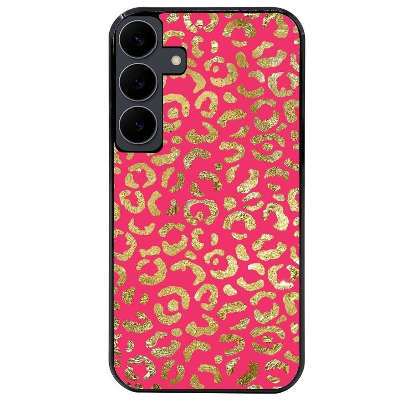 Coque noire taperso pour galaxy Z Fold 6 et 7 avec motif leopard fuschia protection antichoc personnalisée