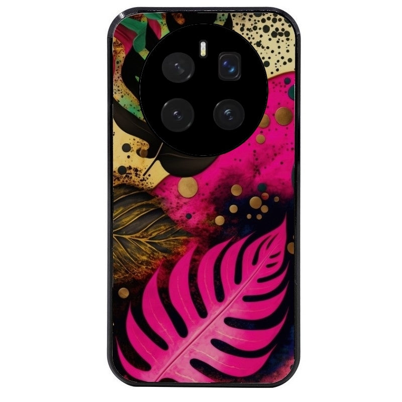 Coque noire taperso pour Magic 7 LITE et PRO avec motif tropical rose et des fleurs protection antichoc personnalisée