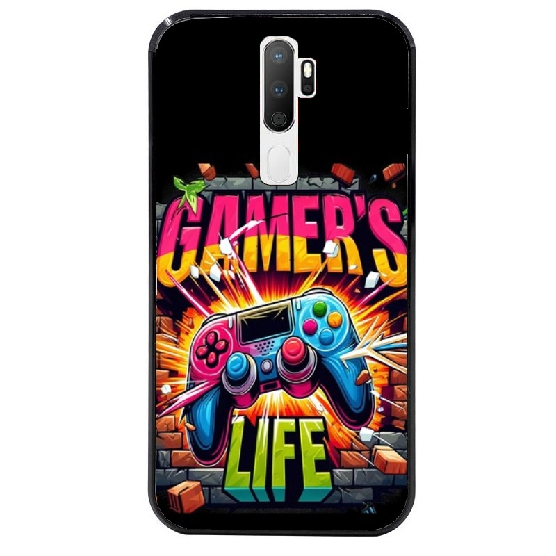 Coque noire taperso pour OPPO A5 A9 2020 avec motif gamer life protection antichoc personnalisée
