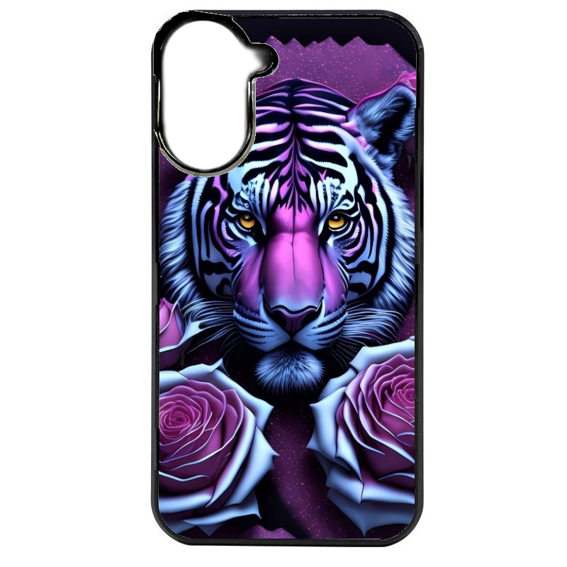 Coque noire taperso pour POCO C71 4G avec motif tigre uv style manga protection antichoc personnalisée