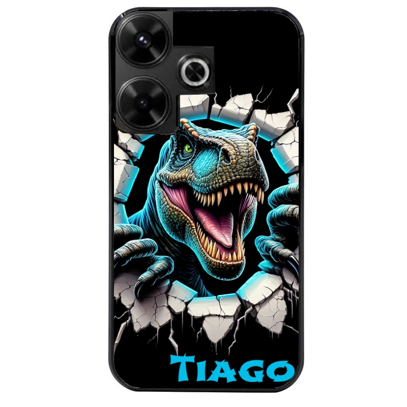 Coque noire taperso pour POCO M6 4G avec motif dino t rex personnalisee protection antichoc personnalisée