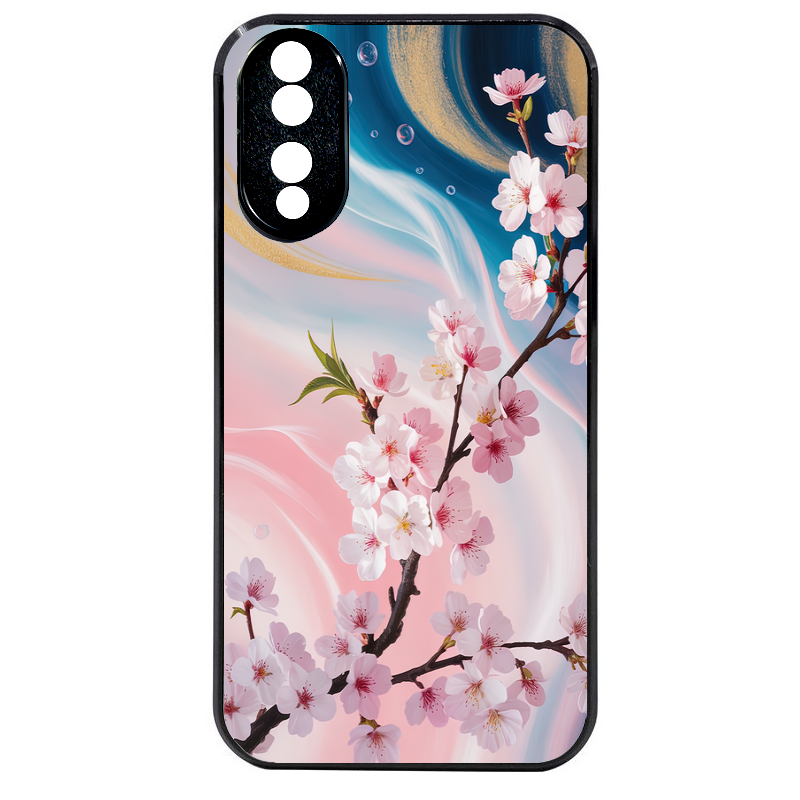 Coque noire taperso pour Honor 70 LITE 90 et LITE avec motif marbre fleur cerisier protection antichoc personnalisée
