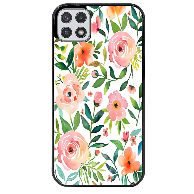 Coque noire taperso pour galaxy A22 A32 A52 A52S 4G 5G  avec motif fleur des champs protection antichoc personnalisée