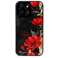 Coque noire taperso pour Honor 70 LITE 90 et LITE avec motif fleur rouge avec prenom protection antichoc personnalisée