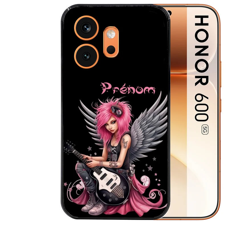 Coque noire taperso pour Honor 600 et 600 PRO avec motif fee rock personnalisee protection antichoc personnalisée