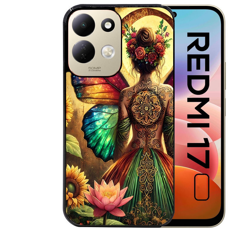 Coque pour Redmi 17 et 17C 4G 5G fee et fleurs