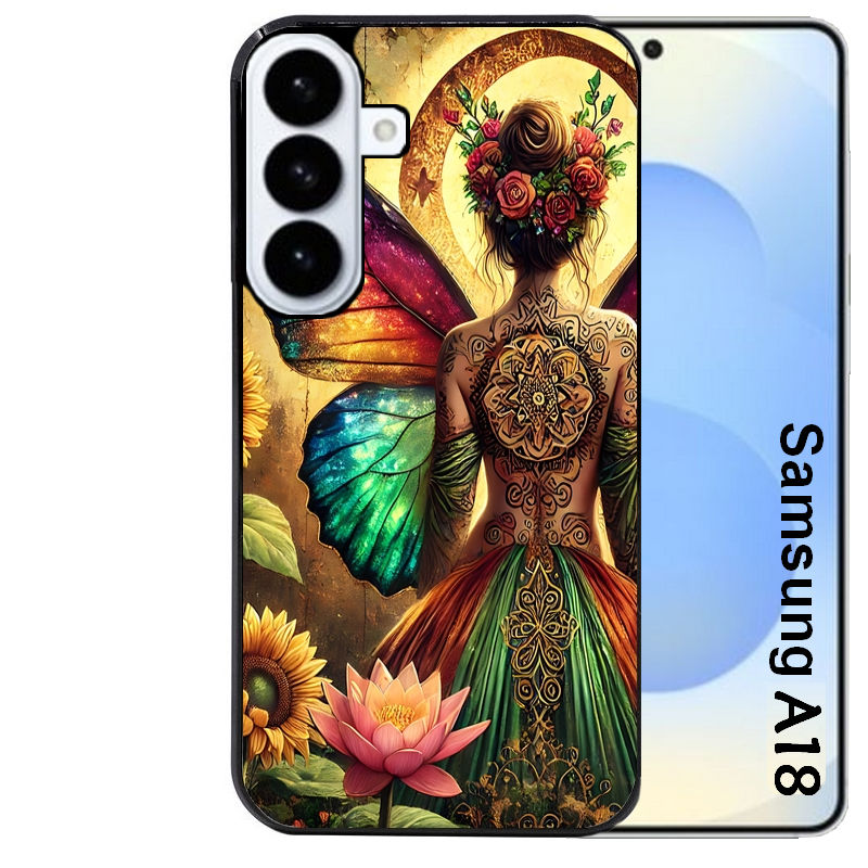 Coque pour Galaxy A08 A18 A28 A38 A58 fee et fleurs