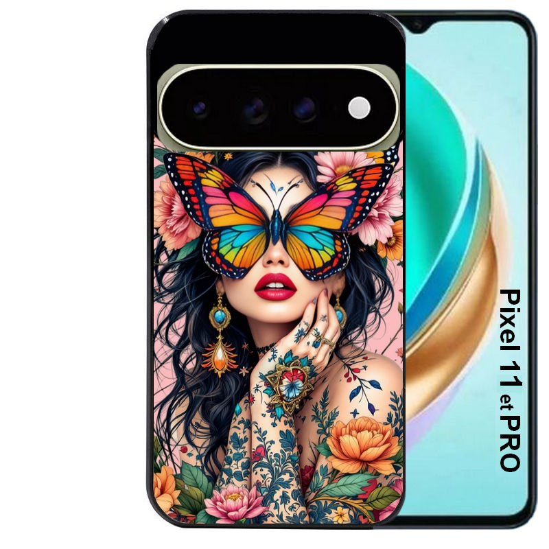 Coque pour Pixel 10 / 11 / PRO / XL femme papillon