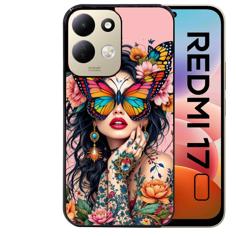 Coque pour Redmi 17 et 17C 4G 5G femme papillon