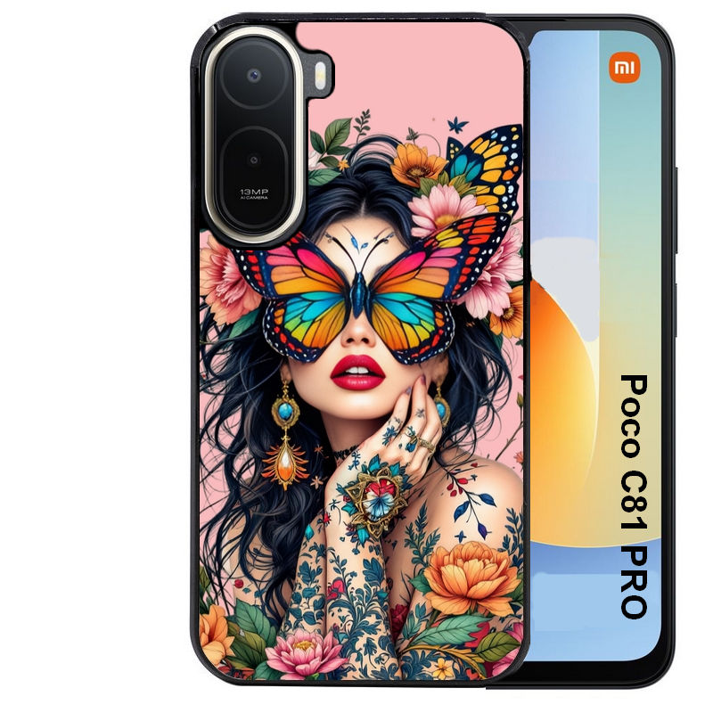 Coque pour POCO C81 PRO femme papillon