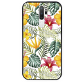 Coque noire taperso pour OPPO A5 A9 2020 avec motif jungle et fleur hibiscus protection antichoc personnalisée
