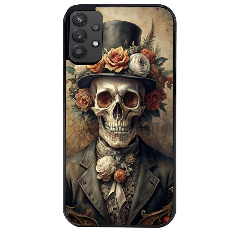 Coque noire taperso pour galaxy A22 A32 A52 A52S 4G 5G  avec motif tete de mort chapeau protection antichoc personnalisée