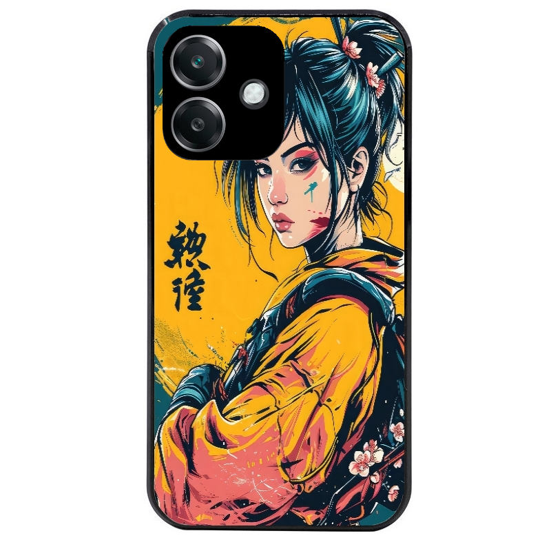Coque noire taperso pour OPPO A40 avec motif samourai girl anime protection antichoc personnalisée