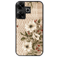 Coque noire taperso pour POCO M6 4G avec motif bois et dentelle 2 protection antichoc personnalisée