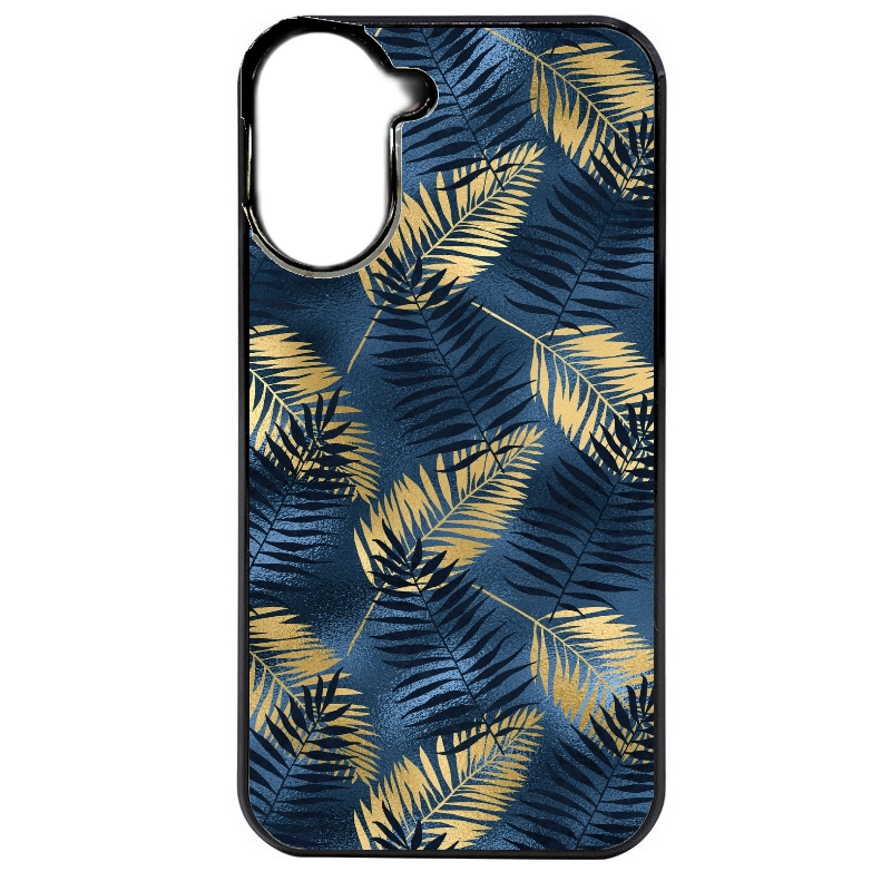 Coque noire taperso pour POCO C71 4G avec motif palmier bleu protection antichoc personnalisée
