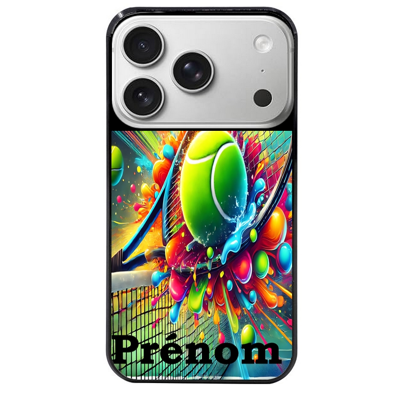Coque noire taperso pour Iphone 17 17E AIR MAX PRO avec motif tennis color personnalisee protection antichoc personnalisée