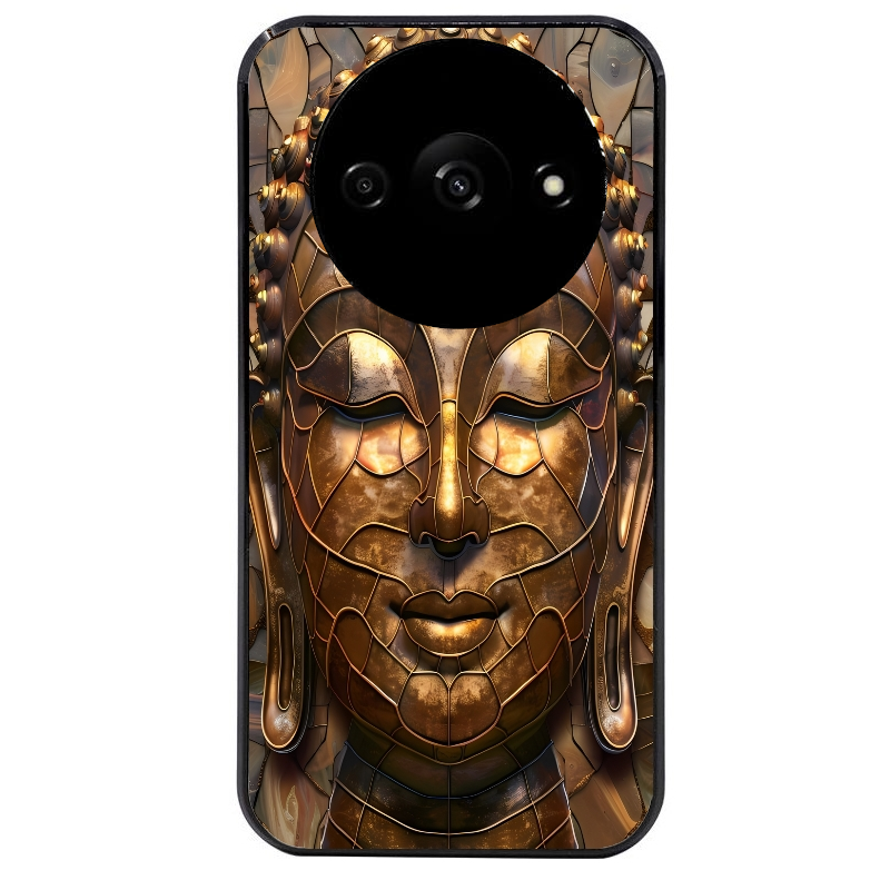 Coque noire taperso pour Redmi A3 avec motif bouddha et mosaique protection antichoc personnalisée